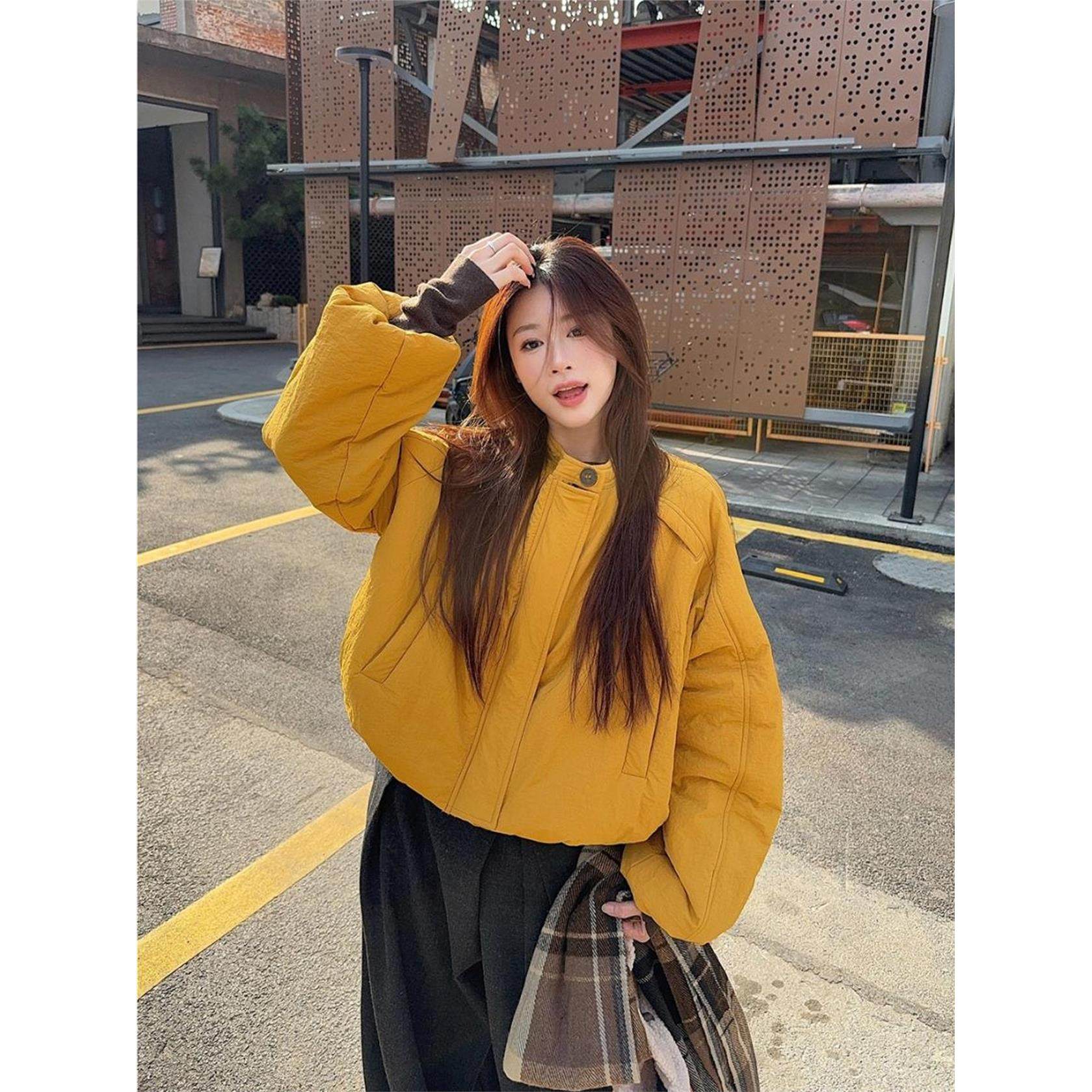 加厚保暖长袖棉服2025秋冬新款韩系时尚立领纽扣棉服外套上衣女潮,淘宝优惠券,粉丝福利购,淘宝优惠卷