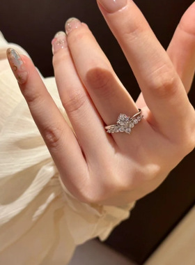 法国gentle motto设计皇冠v型5a氧化锆轻奢戒指   小众个性精致