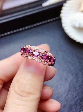 法国Gentle Motto仿镁铝石榴石戒指红宝石戒指女镀925时尚个性