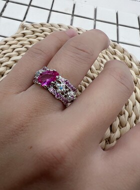 法国gentle motto潮流红刚玉镶钻百搭戒指女  高品质气质法式