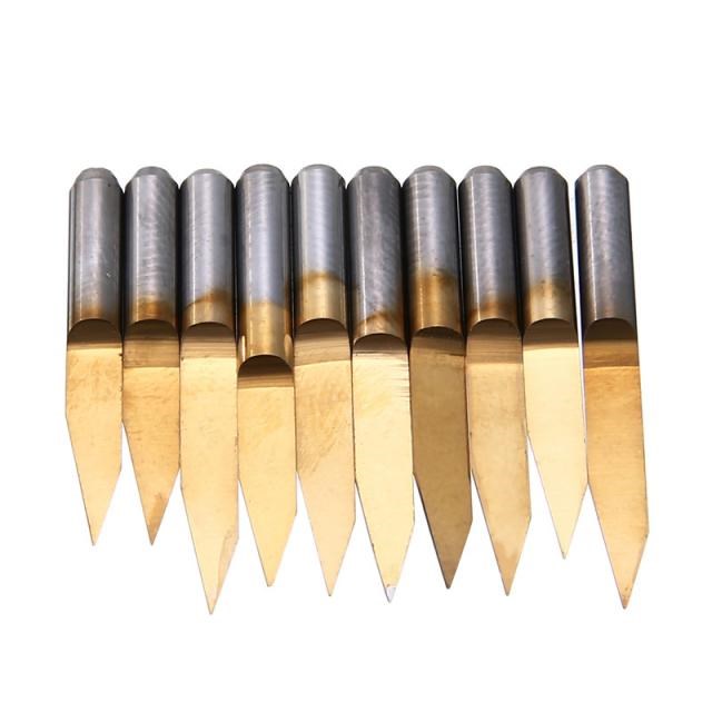 10pcs V Shape Titanium Coated Carbide PCB Engraving Bits CNC-图0