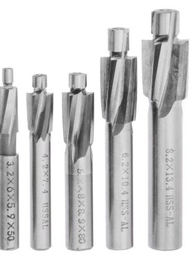 5pcs 4 Flute Countersink End Mill Set HSS AL Pilot Slot Dril