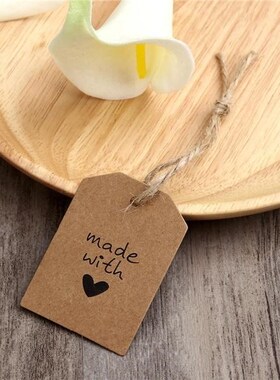100pcs Made with Love Sign Paper Kraft Paper Tags Head Label