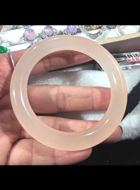 新疆金丝玉藕粉手镯佘太翠樱花粉玉镯媲美和田玉镯油润细腻天然a