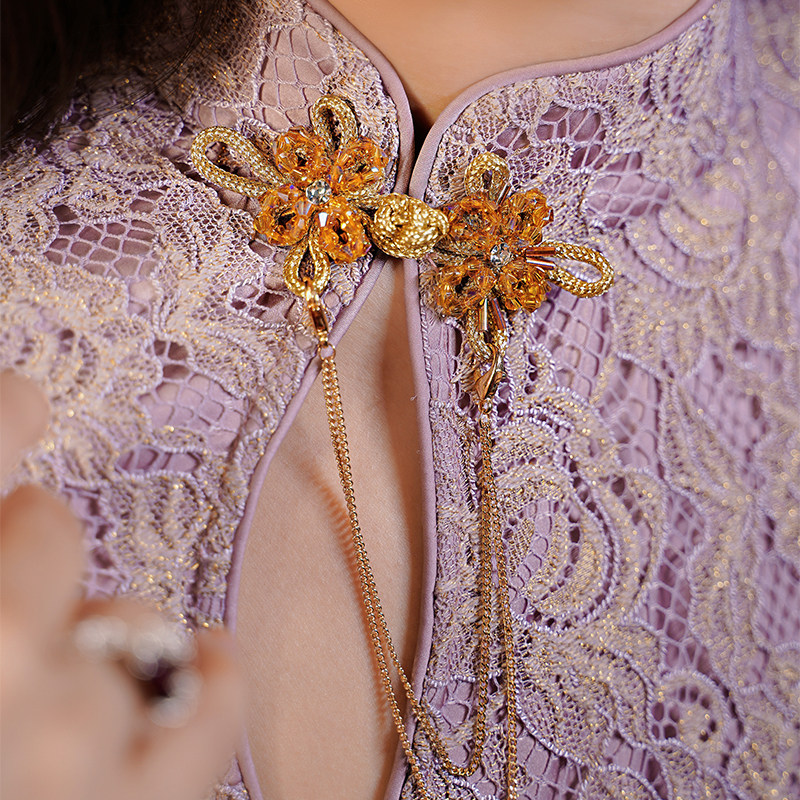 四美子紫云烟旗袍春秋2022年连衣裙 四美子旗袍