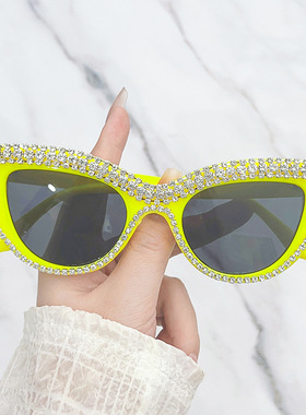 英国moleubak猫眼镶钻平光镜防蓝光时尚眼镜架个性墨镜凹造型