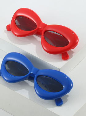 英国moleubak新款个性猫眼太阳镜 欧美个性ins糖果色眼镜 铰链牙