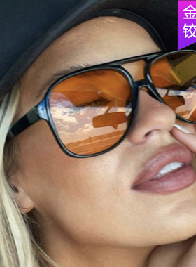 英国moleubak欧美复古双梁太阳镜新款潮ins个性大框蛤蟆墨镜