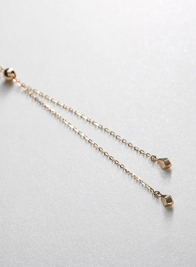 日系简约s924银镀K10金 70cm圆珠Y字水滴项链 抽拉随意调节毛衣