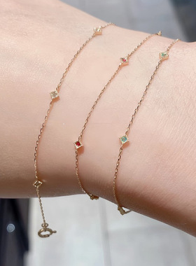 日系轻奢 奢华五钻 满天星钻石手链菱形花边 五颗小钻 银手饰