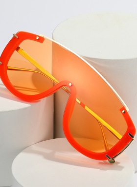 英国moleubak欧美新款大框连体彩色ins太阳镜个性摩登时尚墨镜女