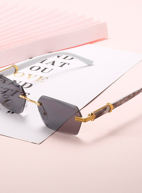 英国moleubak新款无框切边太阳镜女士时尚潮流渐变色海洋片墨镜