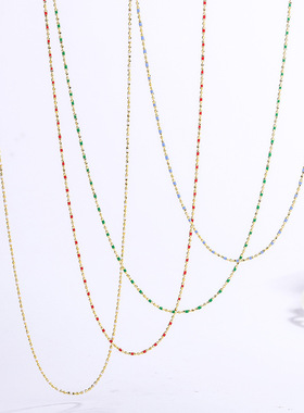 日式轻奢 s925银 缤纷彩珠 树脂波点 滴釉多彩 手链 项链