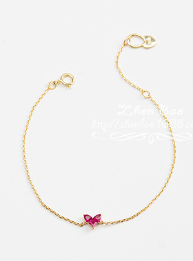 日式轻奢 红宝石爱心项链 925银桃心项链18k金彩金小红心锁骨链