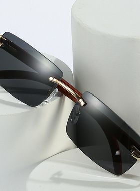 英国moleubak新款方框无框太阳镜 欧美潮流牛角切边眼镜男 个性