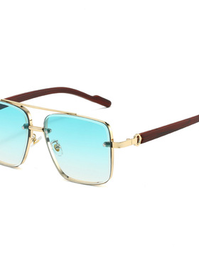 英国moleubak新款金属双梁方框木纹腿太阳镜欧美潮流墨镜男士