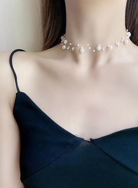 简约唯美韩范珍珠多层项链个性透