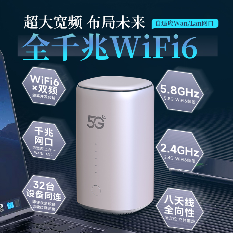 新款5G无线路由器随身wifi6千兆双频全网通高速流量移动便携家用cpe设备宽带笔记本电脑户外直播旅游车载网络 - 图3