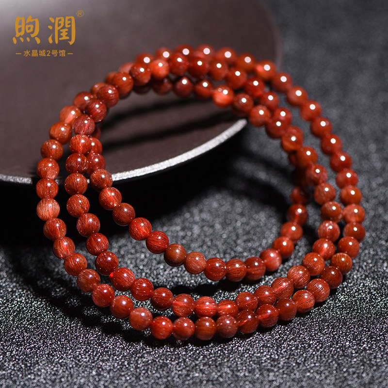 天然红发晶手链男女通透顺发红水晶手串本命年母亲节送妈妈礼物