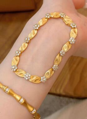 日系cherry kitty法式轻奢拉丝花朵缎带手链女ins洋气奢华手串