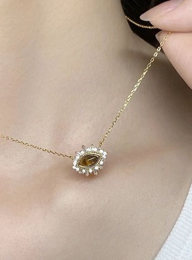 日系Cherry Kitty「日冕之眼」虎眼石吊坠项链女轻奢时尚小众设计