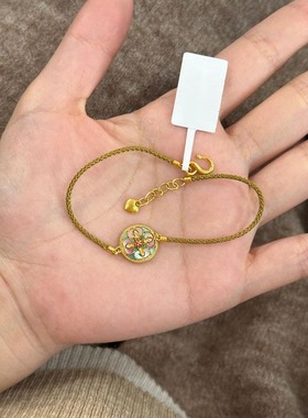 日系Cherry Kitty新中式古法珐琅桃花手链女vintage轻奢小众设计