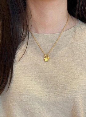 日系Cherry Kitty精致高级感锤纹熔岩星星项链女时尚气质感毛衣