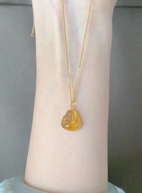 日系cherry kitty蛋黄佛公项链女温柔百搭精致小巧可爱弥勒佛