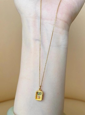 日系Cherry Kitty藏式古法烧蓝扎基拉姆项链女珐琅彩绘油画感吊