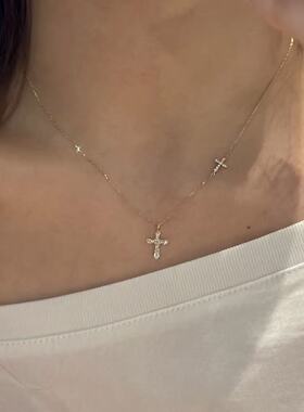 日系设计师topwhits925银满钻双吊坠项链女精致简约百搭锆石超闪