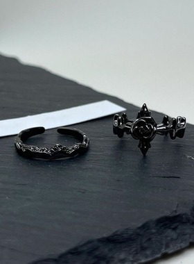 日系cherry kitty暗黑星月锆石戒指女ins小众设计高级感对戒轻奢