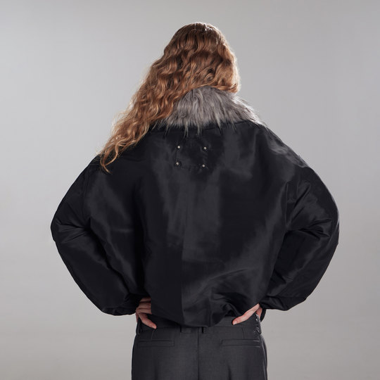 出逃赤岗西原创黑色微光感派克服女冬混色棉衣仿貉毛加厚棉服外套