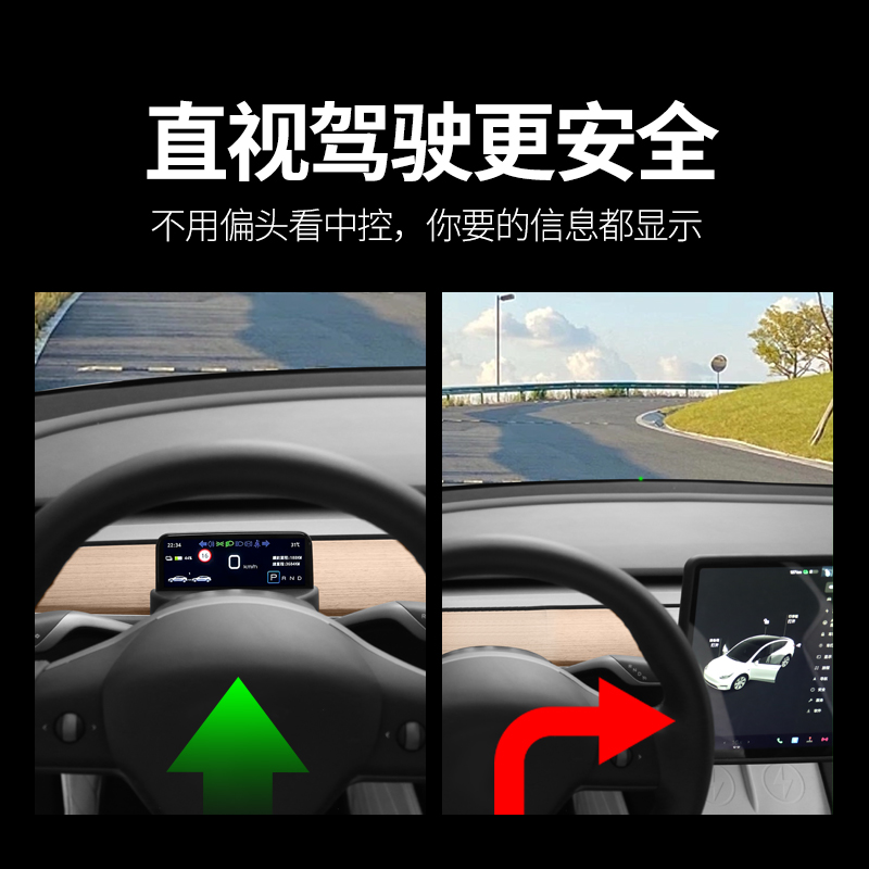 特斯拉Model3/Y方向盘小仪表液晶仪表盘显示器内饰改装饰专用配件 - 图1