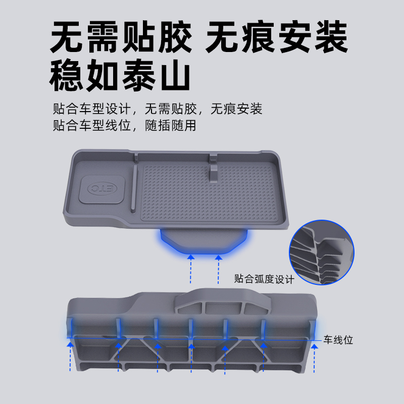 适用特斯拉Model3Y屏幕后仪表台储物盒ETC收纳托盘内饰改装饰配件 - 图3