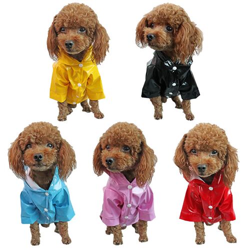 Rainy season fashion PU reflective strip pet raincoat hooded - 图0