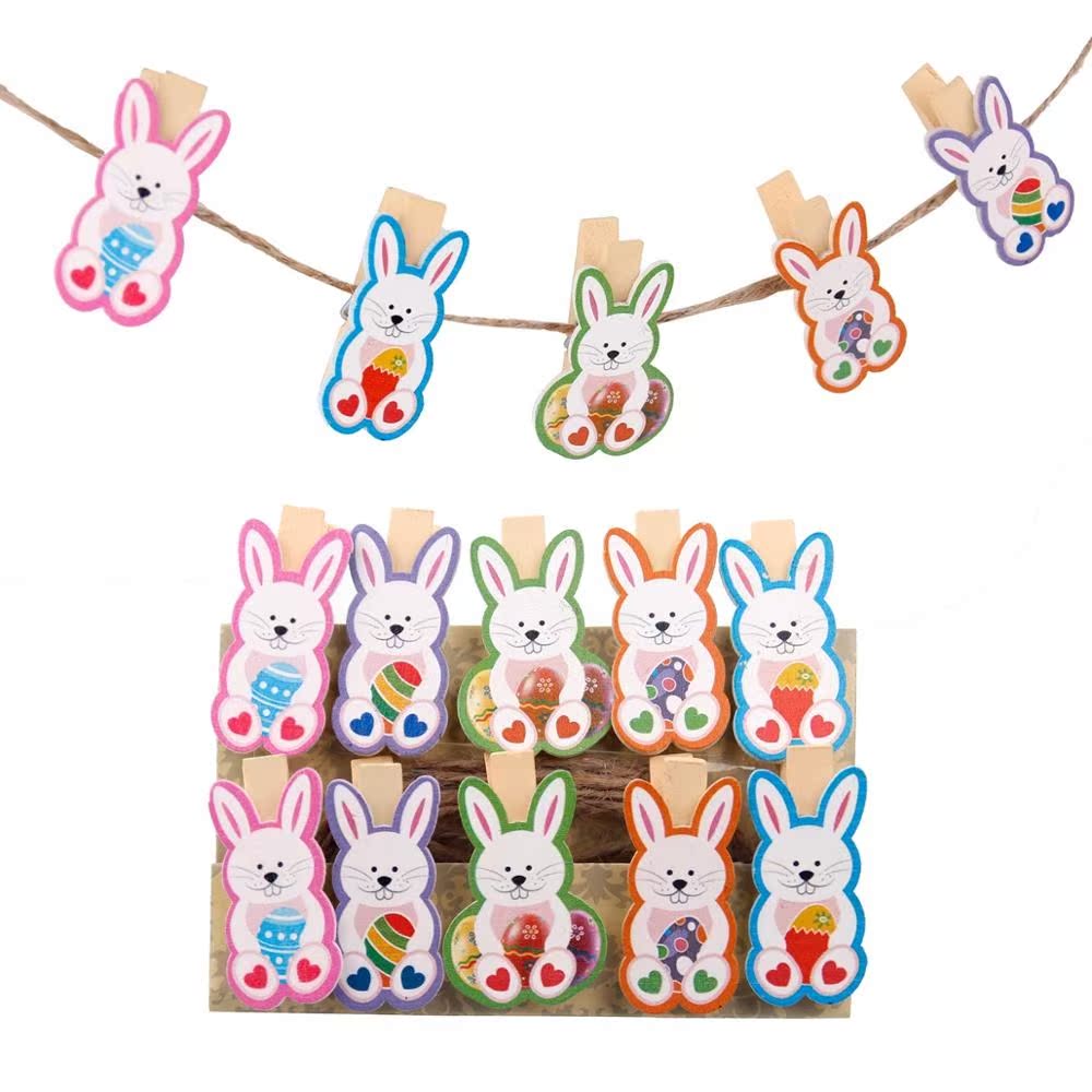 Easter Decoration Easter Rabbit Wooden Pendant Bunny Hanging - 图1