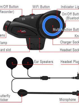 Maxto M3 Waterproof Group 6 Riders Helmet Intercom Motorcycl