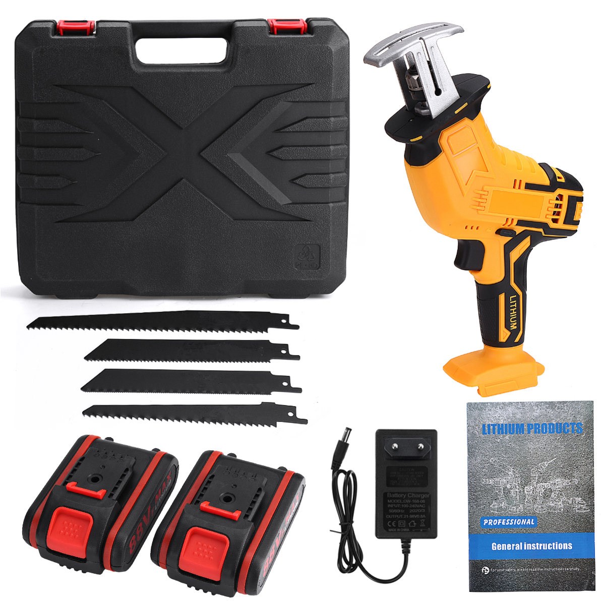 88V Rechargeable Cordless Reciprocating Saw 4 Blades Metal C - 图3