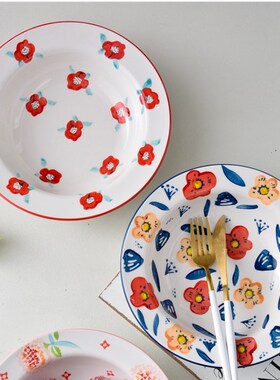 Salad Plate Inlay Dinner Dish Cartoon Pattern Steak Plates H