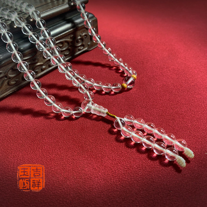 7A级天然白水晶手链女男手串情侣闺蜜项链毛衣链潮108颗佛珠念珠,淘宝优惠券,粉丝福利购,淘宝优惠卷