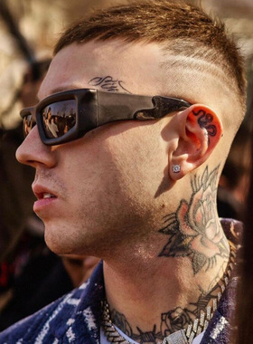 日本portney bellyk个性方形赛博朋克太阳镜欧美嘻哈凹造型墨镜