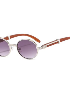 日本Portney Bell新款复古仿木纹太阳镜男椭圆墨镜女潮流欧美