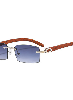 日本portney bell新款潮流木头腿无框复古太阳镜女海洋片小方框