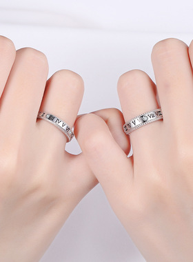 日本portney bells925银罗马数字情侣戒指 简约ins冷淡风男女