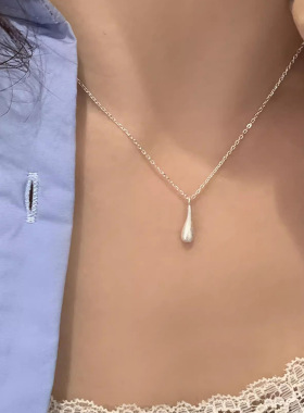 日本portney bells925银磨砂水滴项链女ins小众设计通勤简约ins