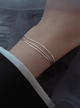 日本portney bells925银三层蛇骨链手链女ins冷淡风小众设计高级