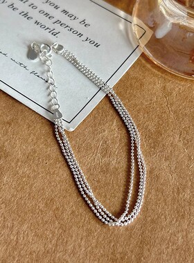 日本portney bells925银小圆珠三层手链女夏小众设计仙气超闪