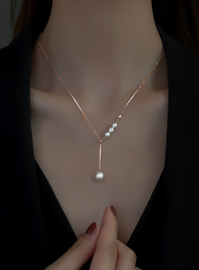 日本portney bells925银珍珠流苏项链女ins小众轻奢风法式温柔