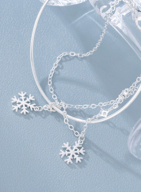 日本portney bell新款小众设计双层雪花手链女ins风个性港风学生