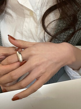 英国设计师cherry kittys925银鹅卵石戒指女时尚个性几何光面小众